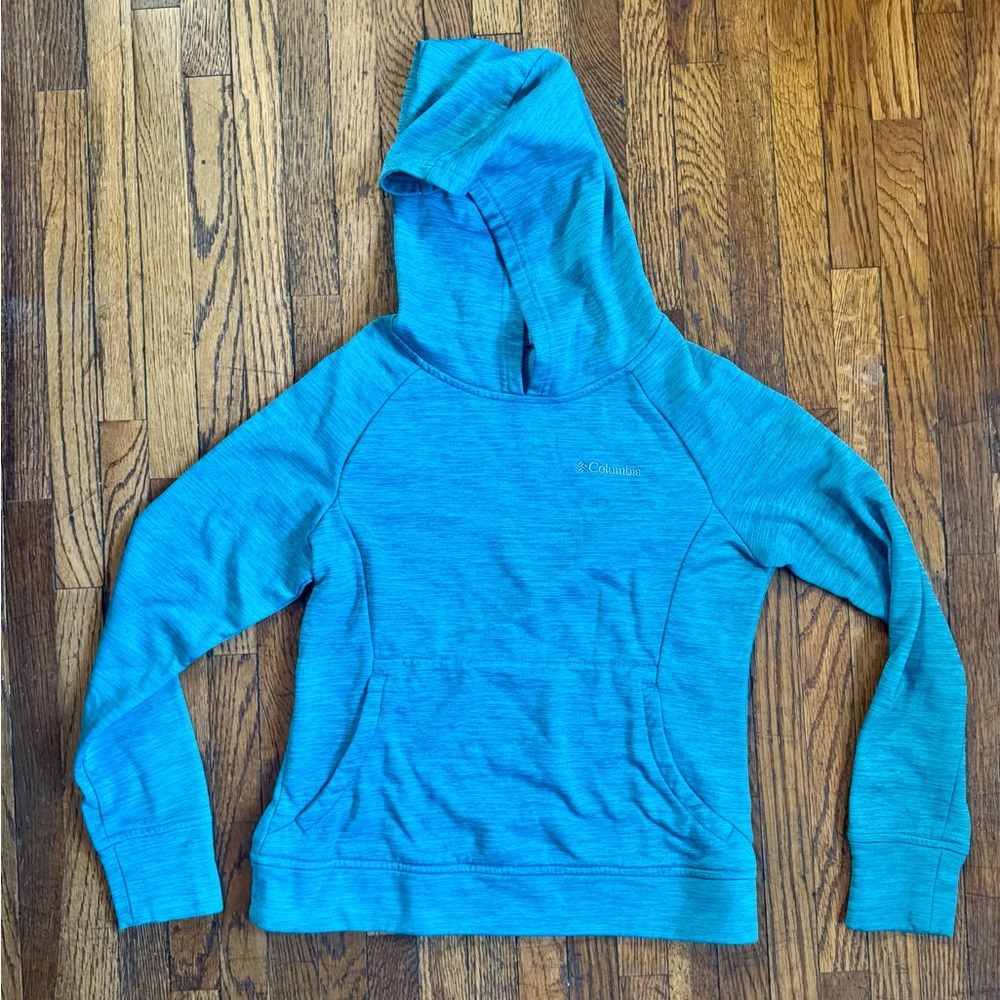 Columbia Kids Hoodie Blue Fleece Lined Pullover‎ Size M 10/12 Lightweight Warmth